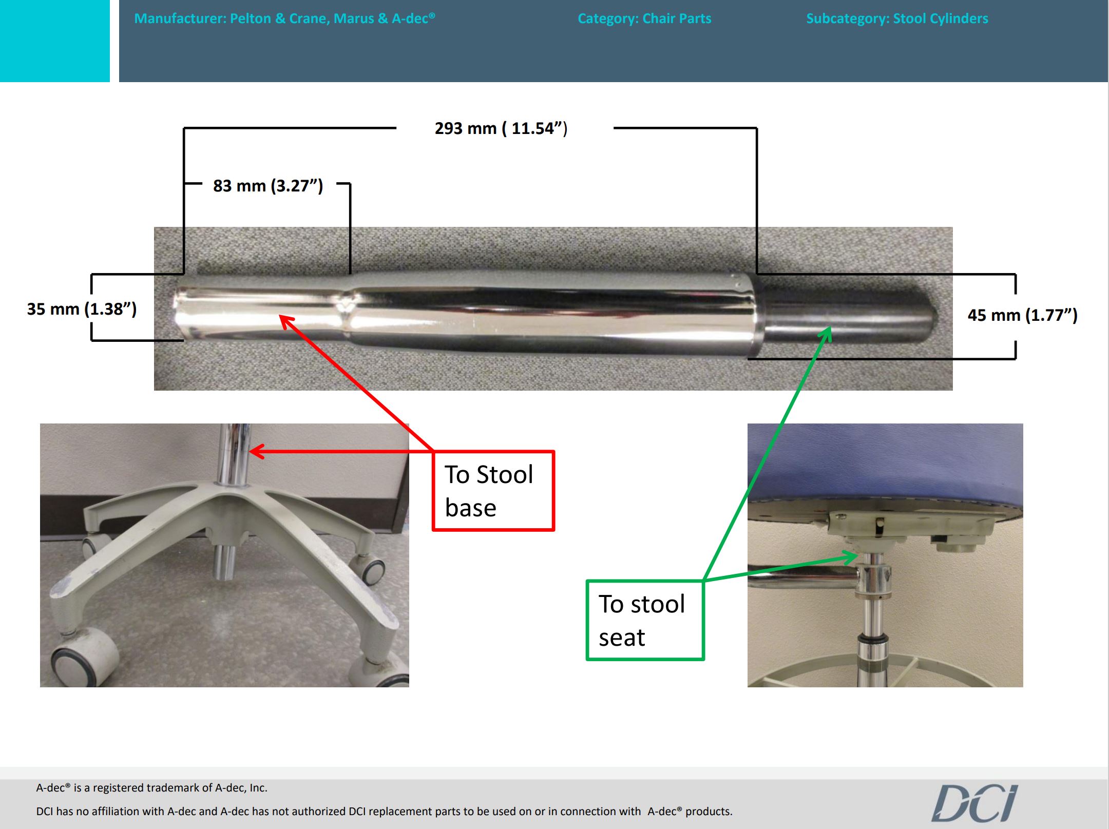 Which stools does the PN 2962 cylinder fit?