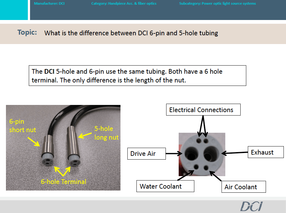 What is the difference between DCI 6-pin and 5-hole tubing?