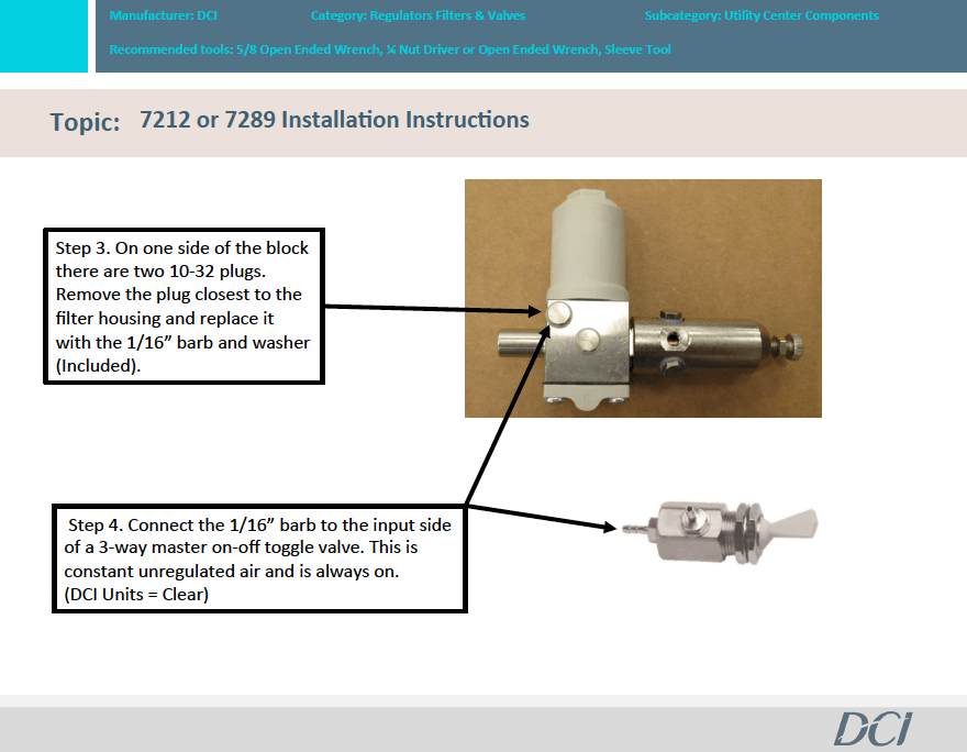 Pn 7212 or PN 7289 Master Shut-Off Valve Installation Instructions