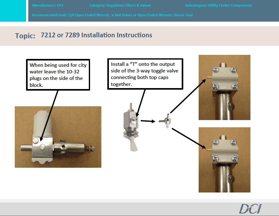 Pn 7212 or PN 7289 Master Shut-Off Valve Installation Instructions