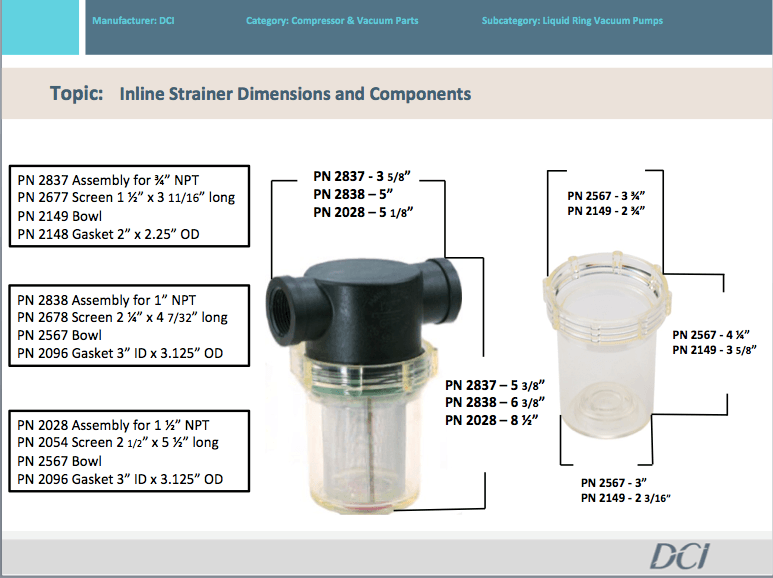 Inline Strainer Order Guide